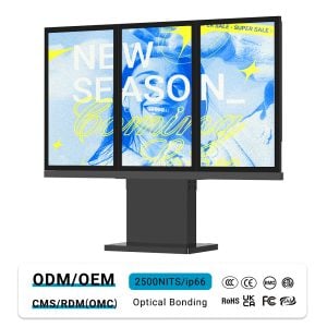 MWE897 3-Sided Outdoor Advertising Display | Optical Bonded Weatherproof Totem | High-Impact Floor Standing Signage
