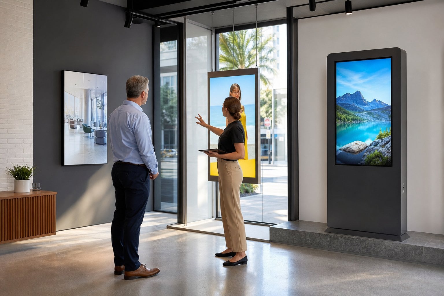 Enclosure brightness selection digital signage