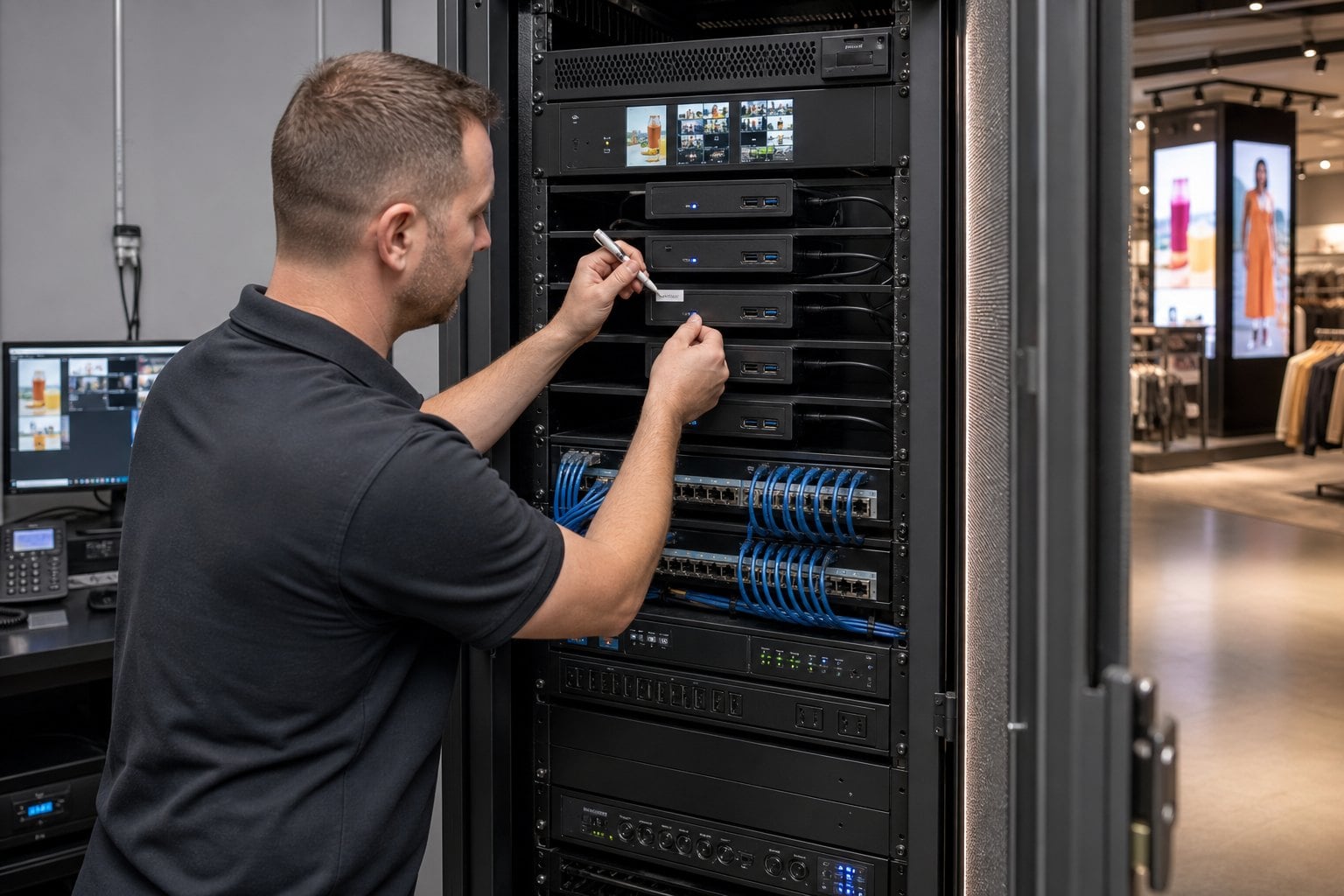 Player network rack equipment setup