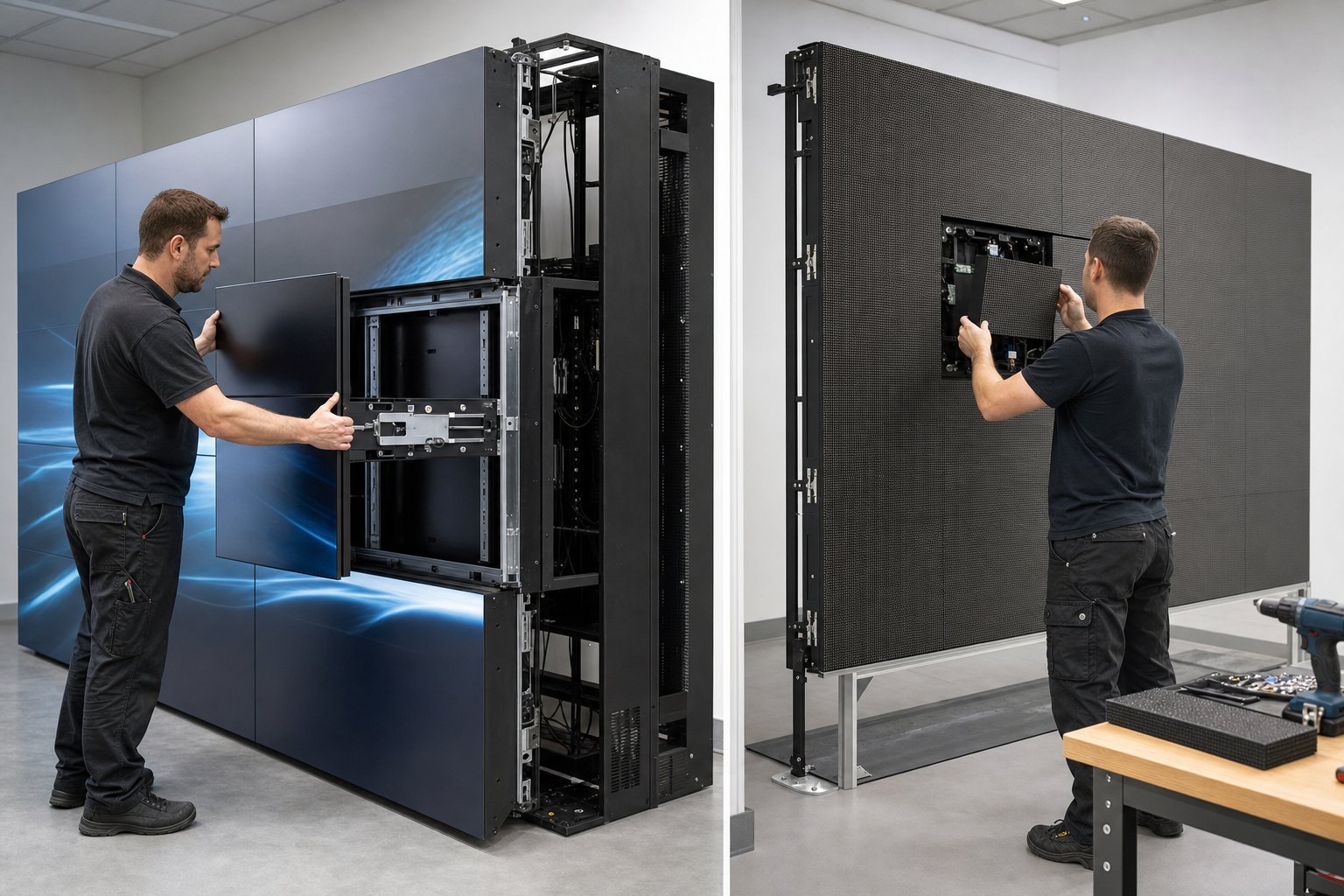 Video wall installation depth service access planning