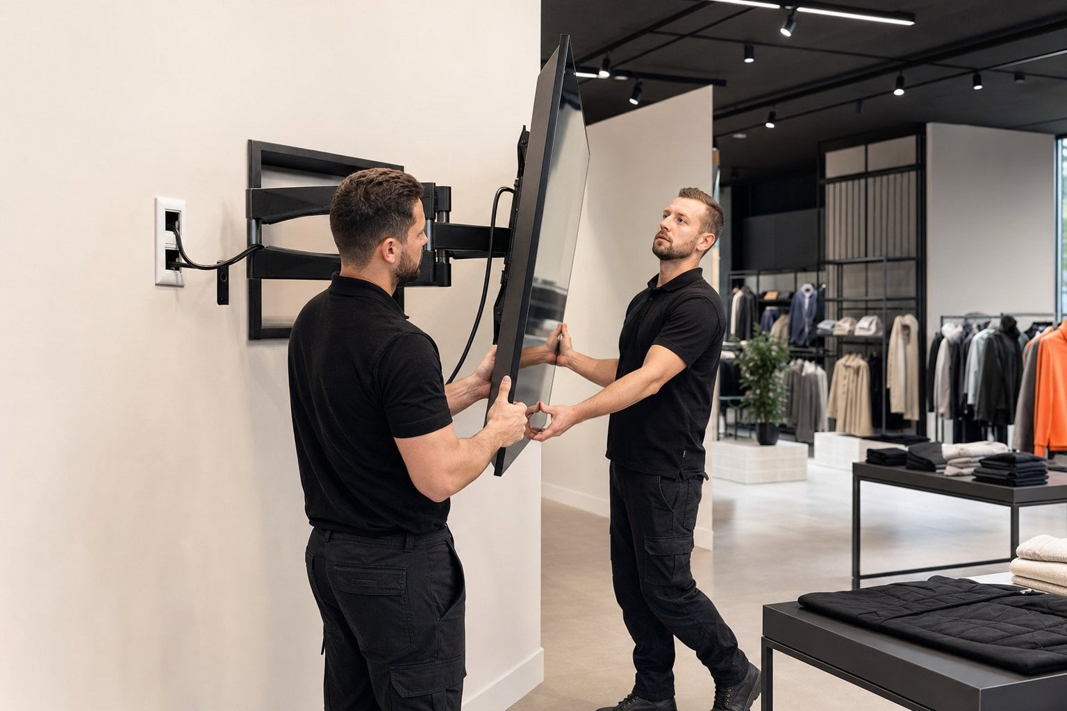 Commercial display wall mount installation