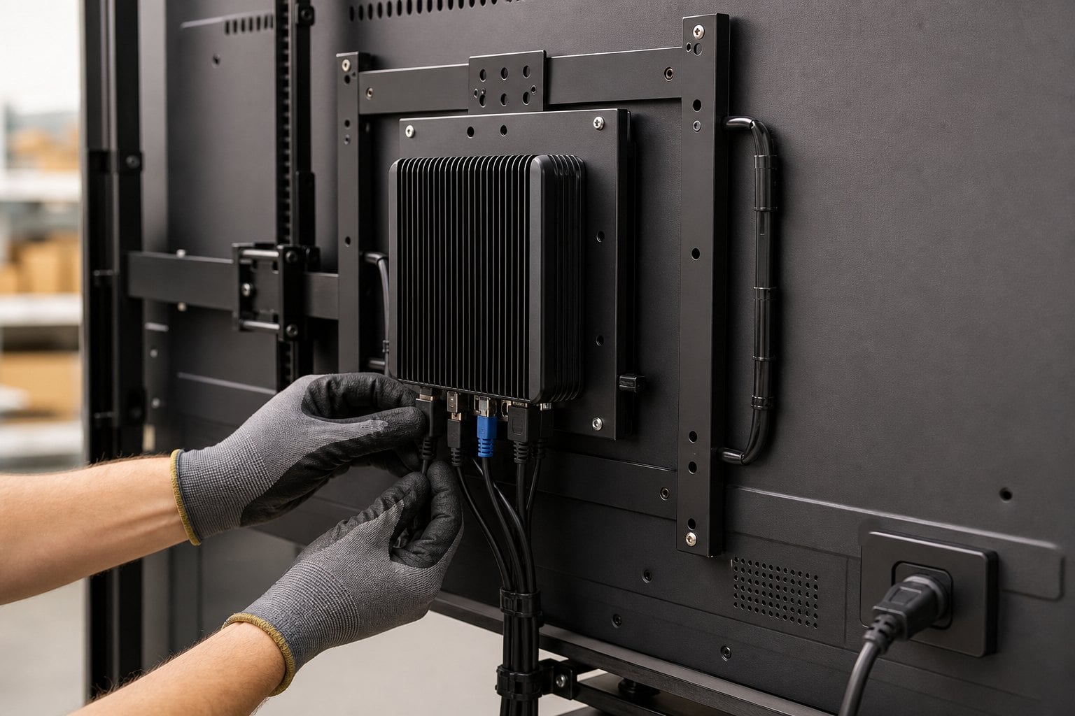 Digital signage media player cabling
