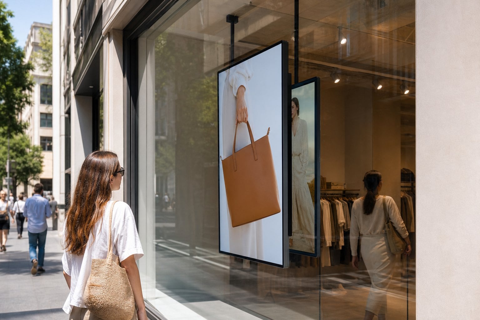 Double-sided window LCD storefront