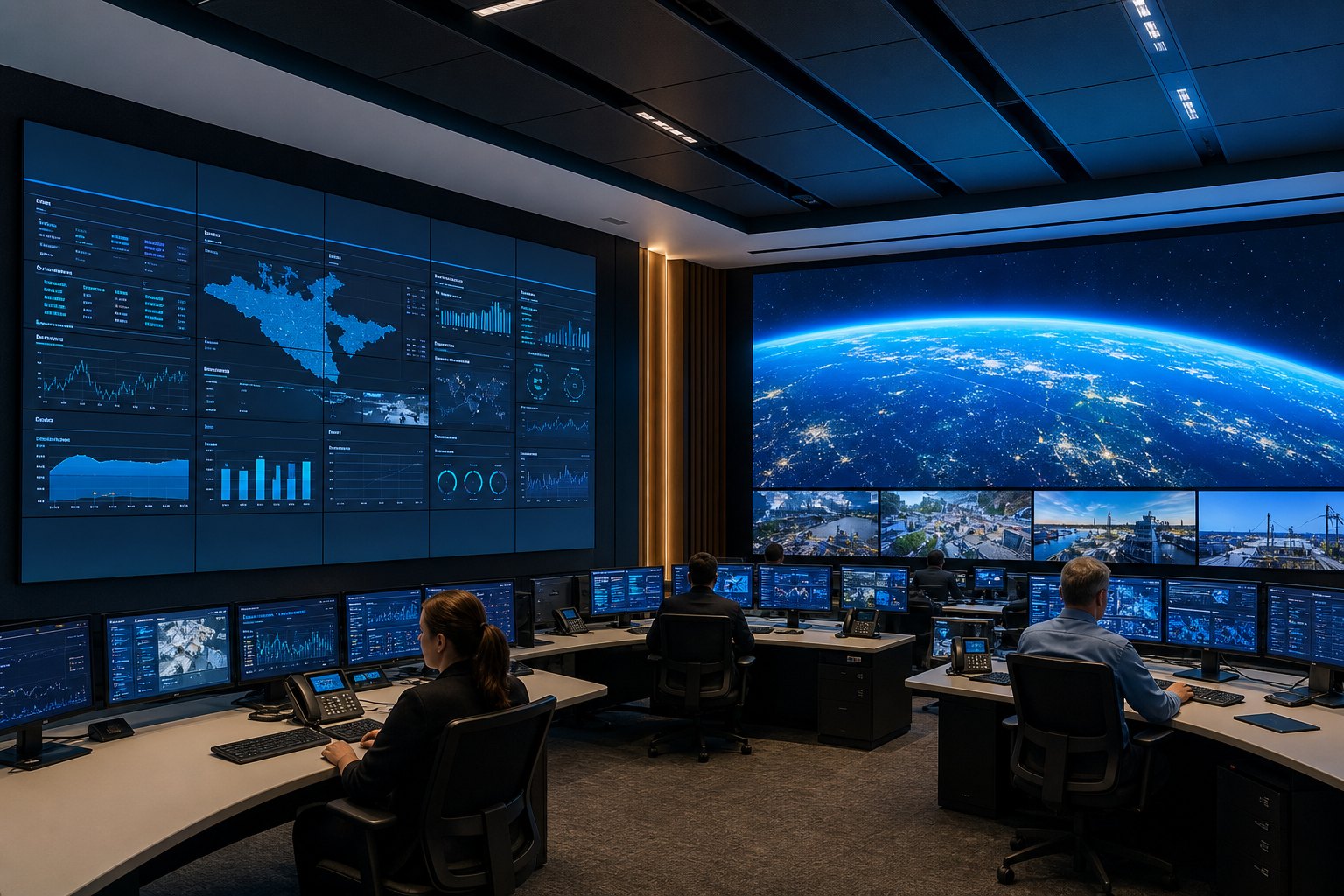 Control room LCD video wall displays