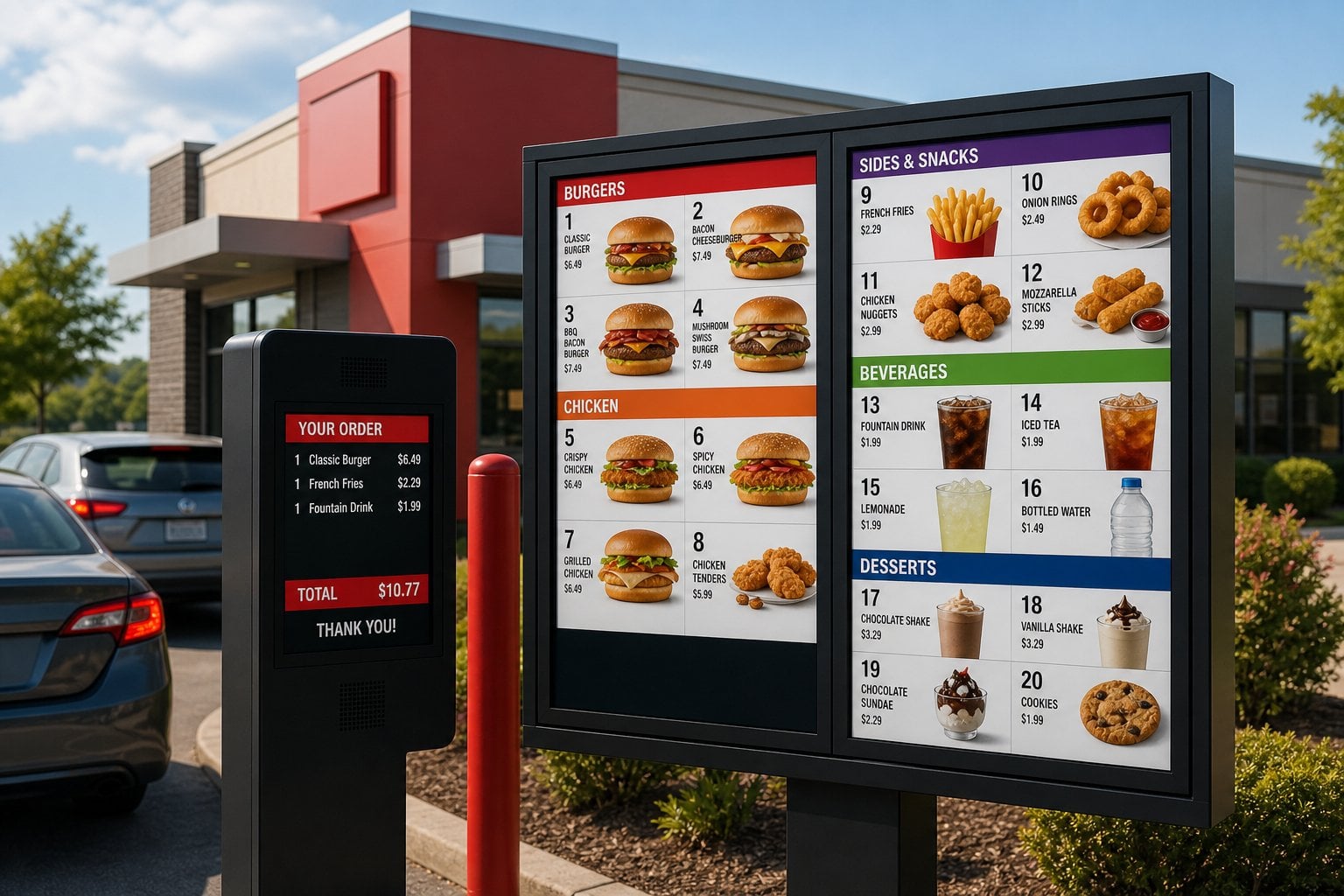 QSR drive-thru digital menu board