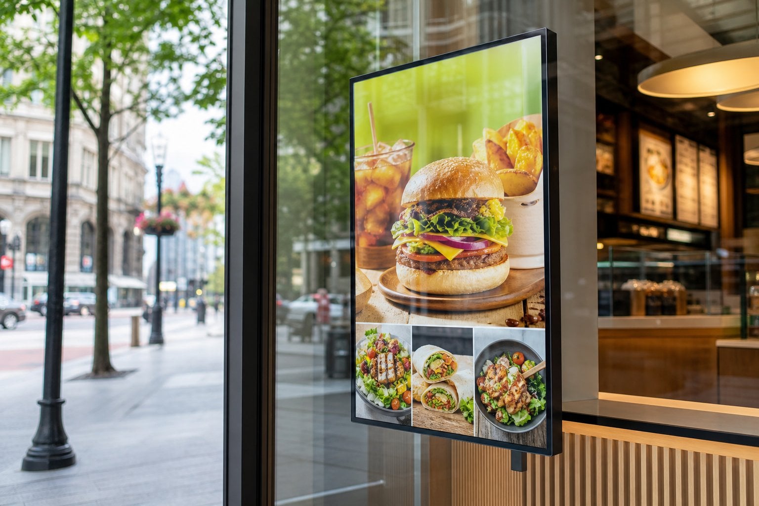 Semi-outdoor window display for QSR
