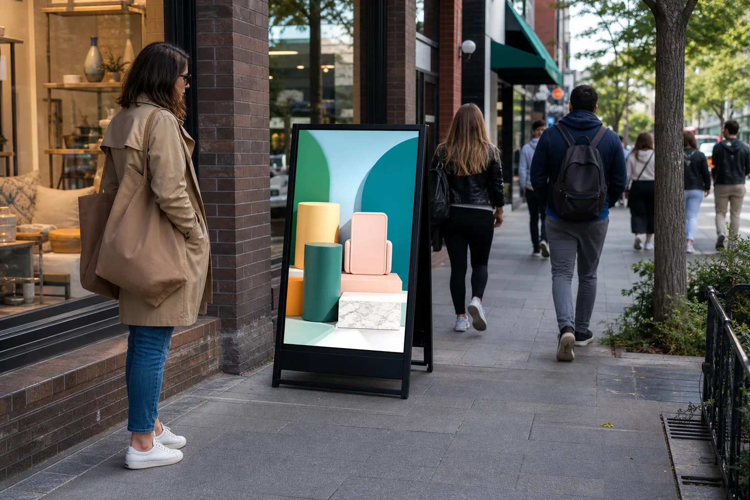 Digital sidewalk display ROI metrics in urban setting