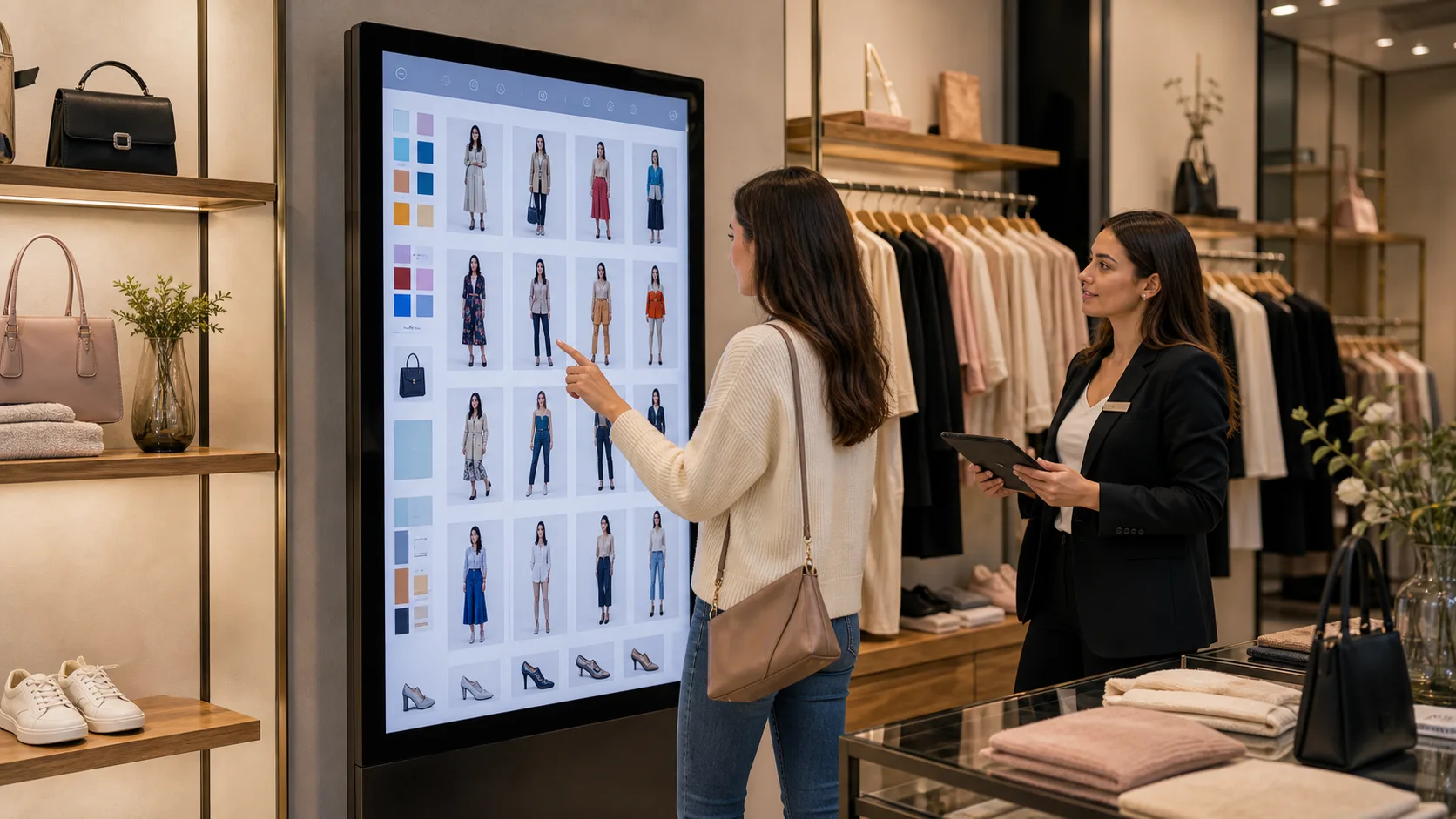 Endless aisle digital display expanding boutique inventory beyond physical walls