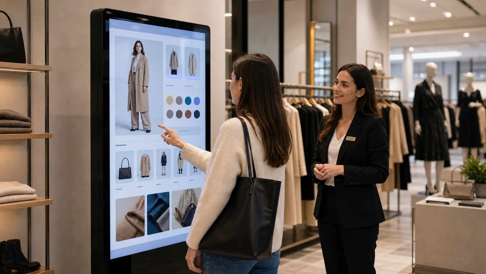 Interactive product display bridging the information gap on fashion retail sales floor