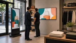 realistic kiosk vs wall mount retail layout