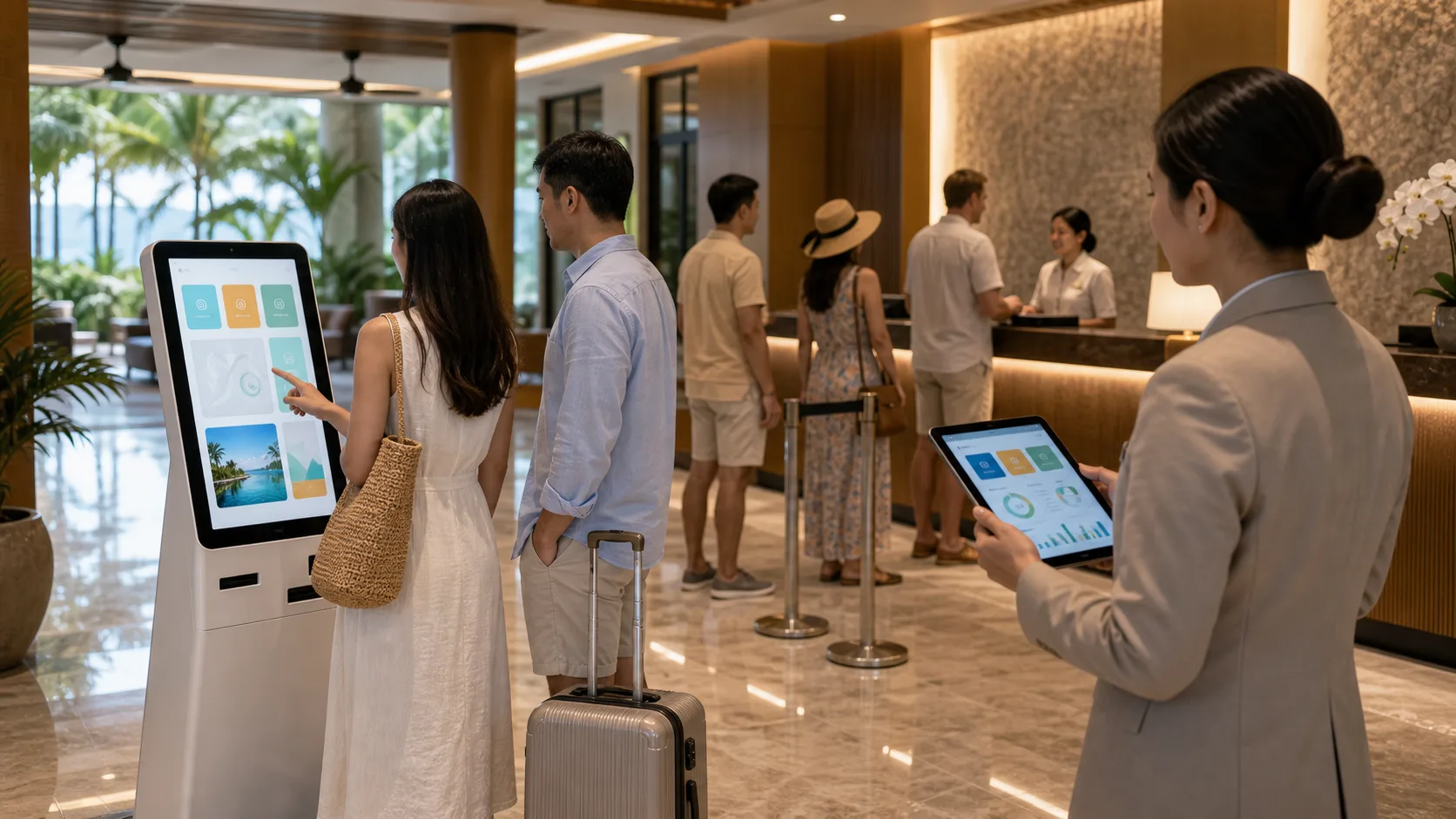 Resort kiosk operations efficiency dashboard improving staff workflow and guest satisfaction