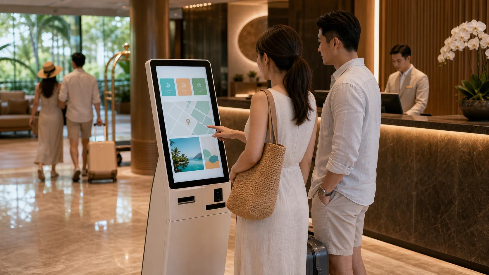 Self-service kiosk lobby deployment at Resorts World Sentosa enhancing guest arrival experience