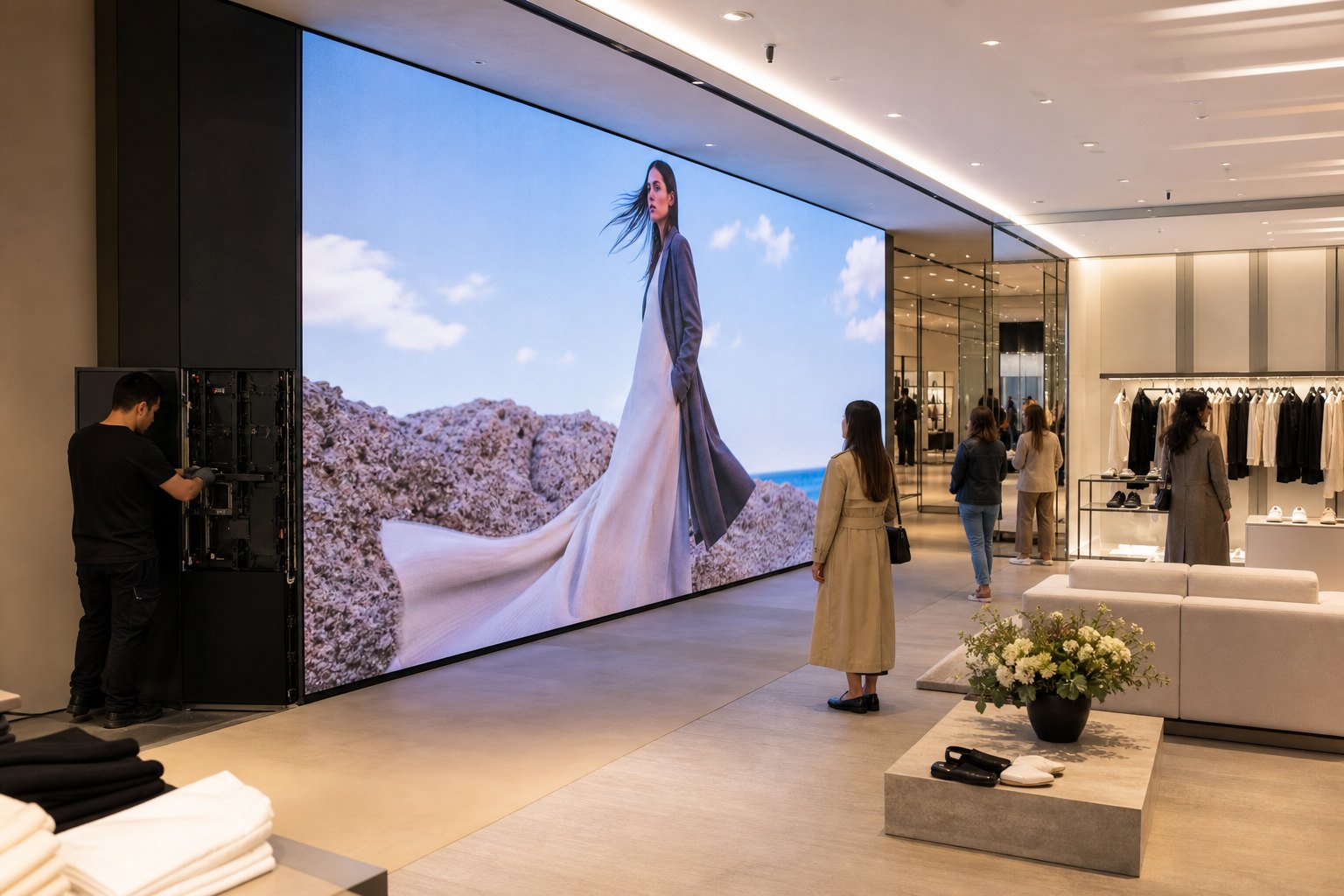Retail store fine-pitch LED video wall display
