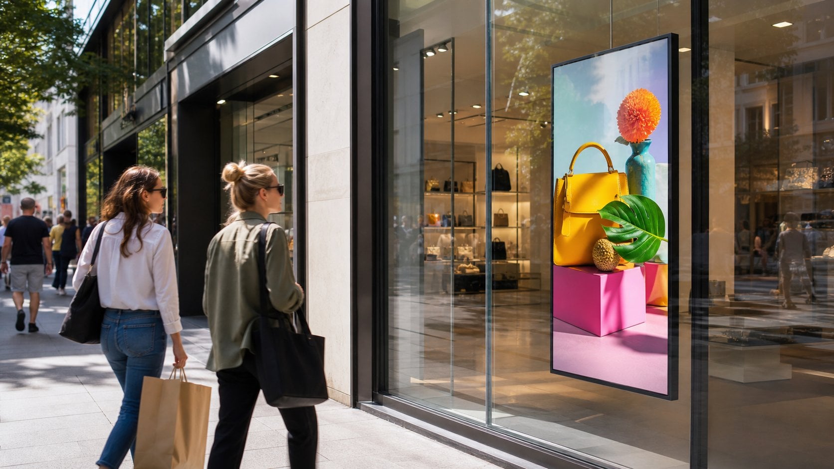High-brightness digital window display for retail storefront
